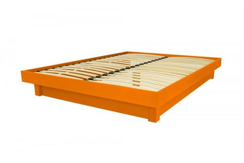 Lit Plateforme Bois Massif Pas Cher, Couleur: Orange, Dimensions: 140x190