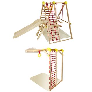 Junior Aire De Jeux D'intérieur Modulable En Bois Pour Enfants Dès 6 Mois Jaune