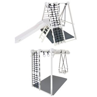 Junior Aire De Jeux D'intérieur Modulable En Bois Pour Enfants Dès 6 Mois Blanc