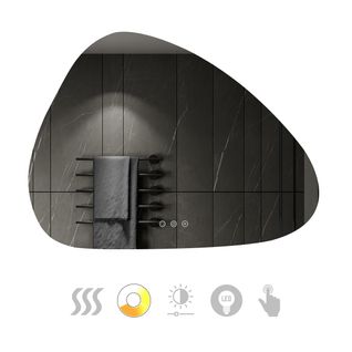 Miroir Galet Lumineux LED Galeo 60 X 80 Cm Antibuée, Intensité Et Couleurs Réglables Salle De Bain