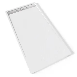 Receveur De Douche Hiemal Inox 90 X 180 Cm Résine Blanc Aspect Ardoise + Bonde Inox Incluse