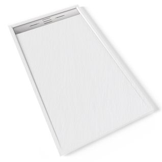 Receveur De Douche Hiemal Inox 90 X 160 Cm Résine Blanc Aspect Ardoise + Bonde Inox Incluse