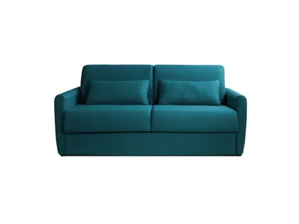 Canapé Droit Convertible 3 Places Ari En Tissu Bleu Canard