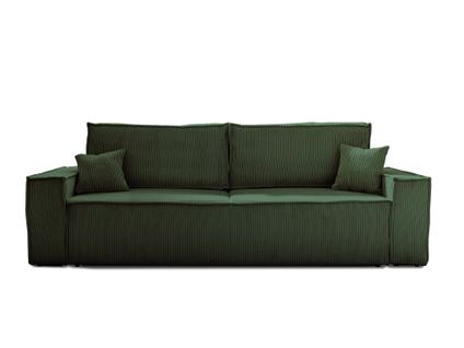 Canapé Droit Convertible 3 Places Dellia En Velours Côtelé Vert