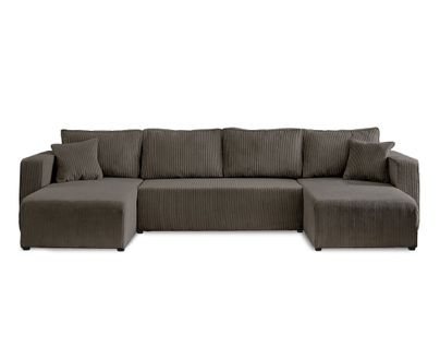 Canapé Panoramique 7 Places Topaze En Velours Côtelé Gris