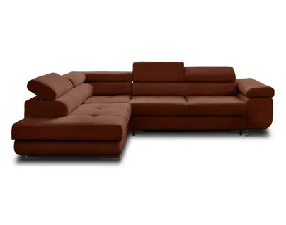 Canapé Angle Gauche Convertible 5 Places Zaria En Velours Côtelé Terracotta