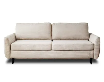 Canapé Droit Convertible 3 Places Dan En Velours Côtelé Beige