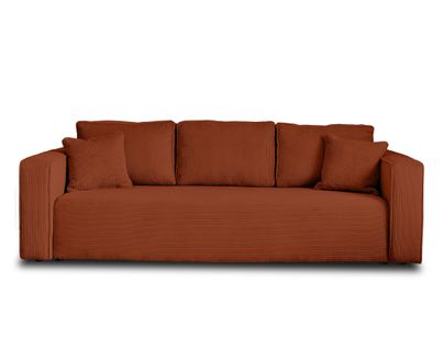 Canapé  Convertible 3 Places Topaze En Velours Côtelé Terracotta