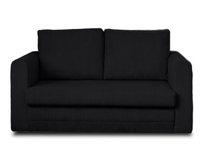 Canapé Droit Convertible 2 Places Marilia En Velours Côtelé Noir