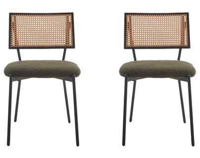 Luciano - Lot De 2 Chaises - En Tissu Bouclette Vert Kaki