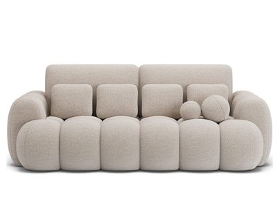 Canapé  Convertible 3 Places Dorian En Tissu Bouclette Beige