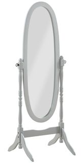 Miroir Sur Pied, Psyché, Miroir Oval En Bois Gris Et Inclinable - Dim : L 59 X P 49.5 X H 150 Cm