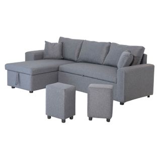 Canapé D'angle Convertible Tony 3 Places Gris Chiné