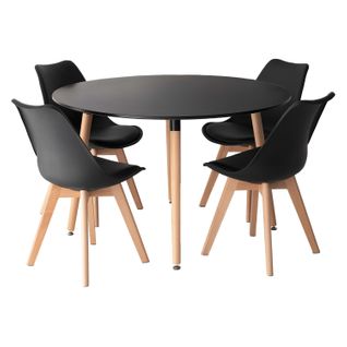 Ensemble Table Ronde 120cm Martha Et 4 Chaises Nora Noir