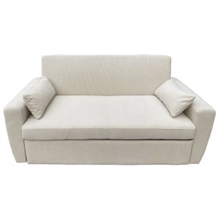 Canapé Convertible En Velours Côtelé Beige 2 Places Matt