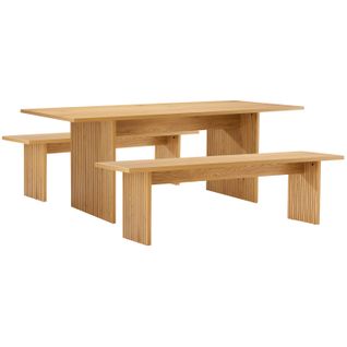 Ensemble Table 180cm Et 2 Bancs Style Scandinave Alma
