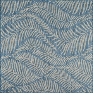 Tapis D'intérieur Et D'extérieur Carré - À Motif Feuille De Palmier - 200x200 cm - Samba - Bleu
