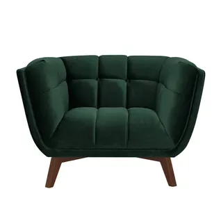 Fauteuil En Velours Vert Foncé - Mona
