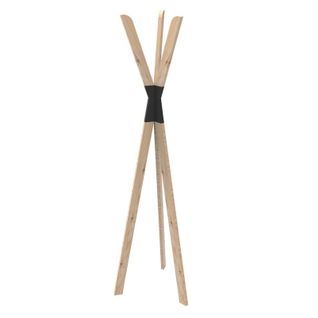 Porte-manteaux Tipi Sur Pieds Avec 3 Crochets En Bois Naturel Et Noir 56 X 49 X 170 Cm