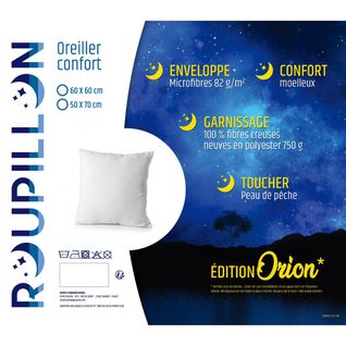 Orion Oreiller Moelleux Microfibre - Blanc - 60x60 Cm