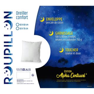 Alpha Centauri Oreiller Confort Percale/microfibre - Blanc - 60x60 Cm
