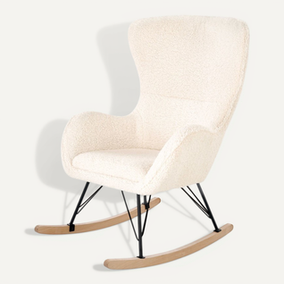 Rocking Chair En Tissu Bouclé Avec Piètement En Métal Et Bois Massif Uriell 2