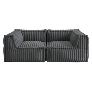 Canapé Modulable 2 Places En Fausse Fourrure Côtelée  90x180 Cm Gris Foncé