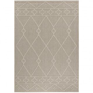 Tapis Effet Jute Naturel à Relief Géométrique Beige 160 X 230 Cm