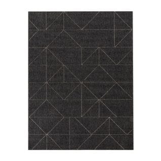 Tapis Extérieur Intérieur Géométrique Noir - Bodrum 26 Noir - 200x290 Cm