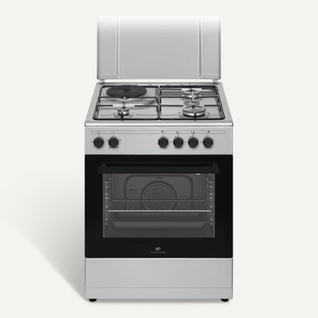 Cuisiniere Mixte  Cecm60fcs - 3 Feux Gaz + 1 Électrique - L59,8 X P61 Xh83 Cm - Silver