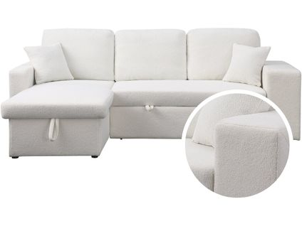 Canapé D'angle Bouclettes Convertible/reversible "axel" - 3 Places - Blanc