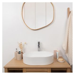 Vasque à Poser Ovale En Céramique Texturée Blanc 49x36,5cm