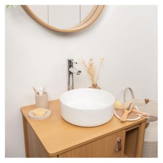 Vasque à Poser Ronde En Céramique Blanche 30,5cm