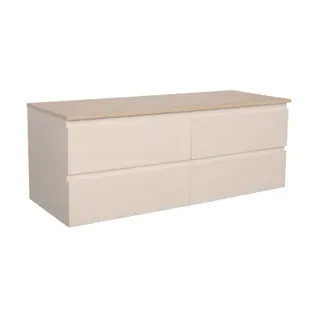 Meuble Sous Vasque Suspendu Avec Plan De Toilette Décor Chêne 120 Cm