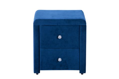 Table chevet velours Bleu 47x41x50 cm