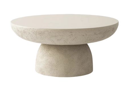 Table Basse Ronde Effet Travertin Mat Salon D.70 Cm Galet