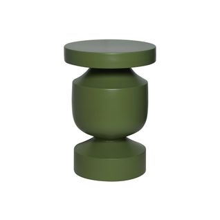 Table D'appoint. Bout De Canapé. Table De Chevet En Métal Coloris Kaki. Alma. D.30.5 X H 43.5cm