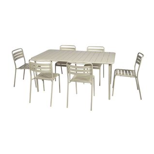 Table De Jardin Métal + 6 Assises Beige Amélia