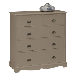 Commode 5 Tiroirs Taupe Style Anglais L 96.2 H 97.4 P 42.5 Cm