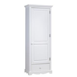 Bonnetière Blanche Style Anglais 1 Porte 1 Tiroir 4 Niches L 70 H 186 P 42 Cm