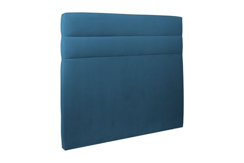 Tete De Lit Lignes Velours Bleu L 180 Cm - Ep 10 Cm Rembourre