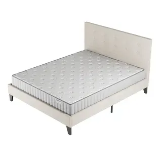 Ensemble 140x190 cm, lit avec tête de lit + matelas mousse Ép.22cm à mémoire de forme