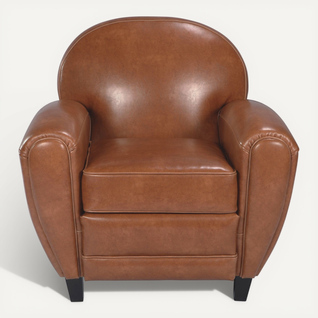 Fauteuil Camel En Croute De Cuir Enduite - Club
