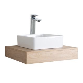 Plan De Toilette Suspendu Pour Vasque Will - 60 Cm - Ep. 12 Cm - Décor Chêne