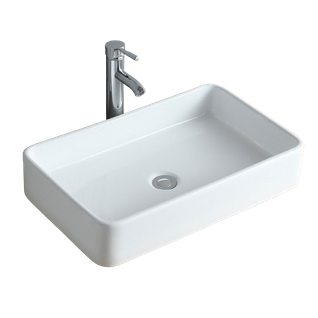 Vasque à Poser Rectangle En Céramique Blanche 60x37cm