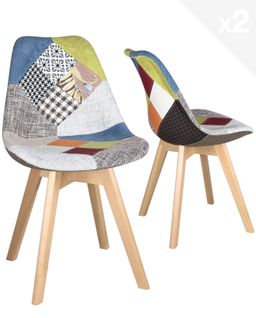 Lot de 2 chaises patchwork scandinaves LAO PATCH (multicolore)