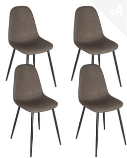 Lot de 4 chaises design rembourrées NOVA (marron)