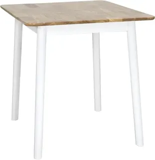 Table Cuisine Carrée Bois Massif  75x75cm 2 Personnes Nita (bois Clair Blanc)