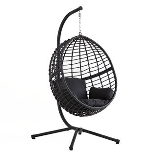 Auroa - Fauteuil Suspendu Effet Rotin Noir