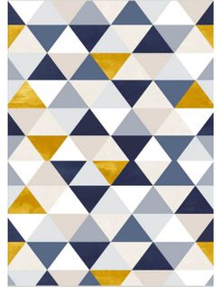 Tapis Triangle Géométrique Bleu Et Jaune - 160x230 cm